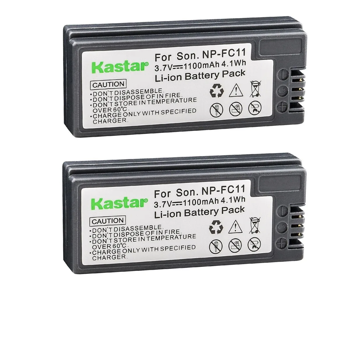Kastar Kastar NP-FC11 NP-FC10 BC-VC10 DSC-P8L DSC-P9 2-pack 3.7V 1100mAh camera battery — product photo