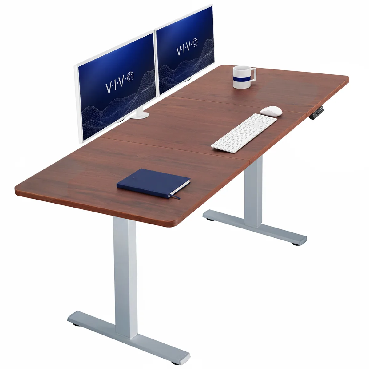 VIVO VIVO Electric Stand Up Desk 71 x 30 Dark Walnut Gray Frame — product photo