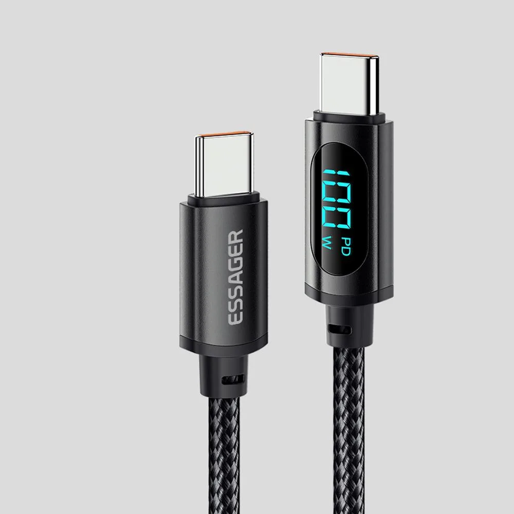 ESTONE ESTONE Essager XR USB-C Cable 100W LED Display 6.6ft Black — product photo