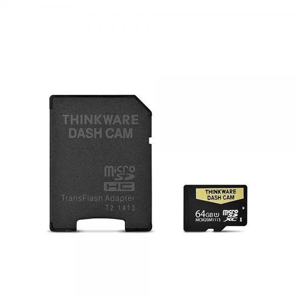 Small black MicroSD card with gold contacts and included adapter