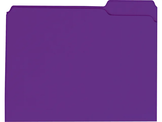 Violet reinforced top-tab file folders, letter size, 100 per box