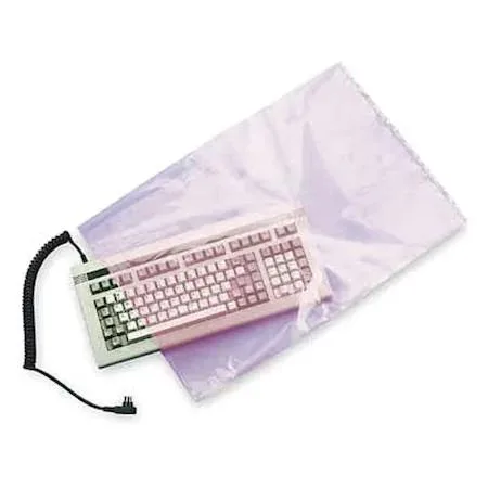 Pink anti-static poly bags flat in open top case pack