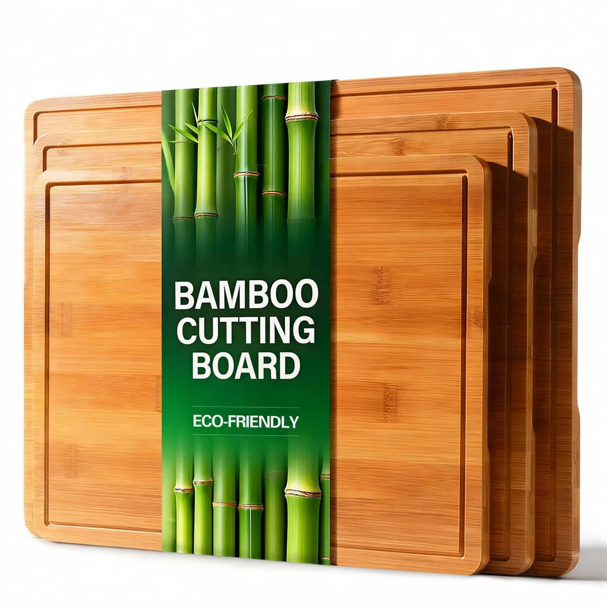  Zarler Bamboo Cutting Board Set 3-Pack Carbonized 500°F XL 16x11x1.5 in — product photo
