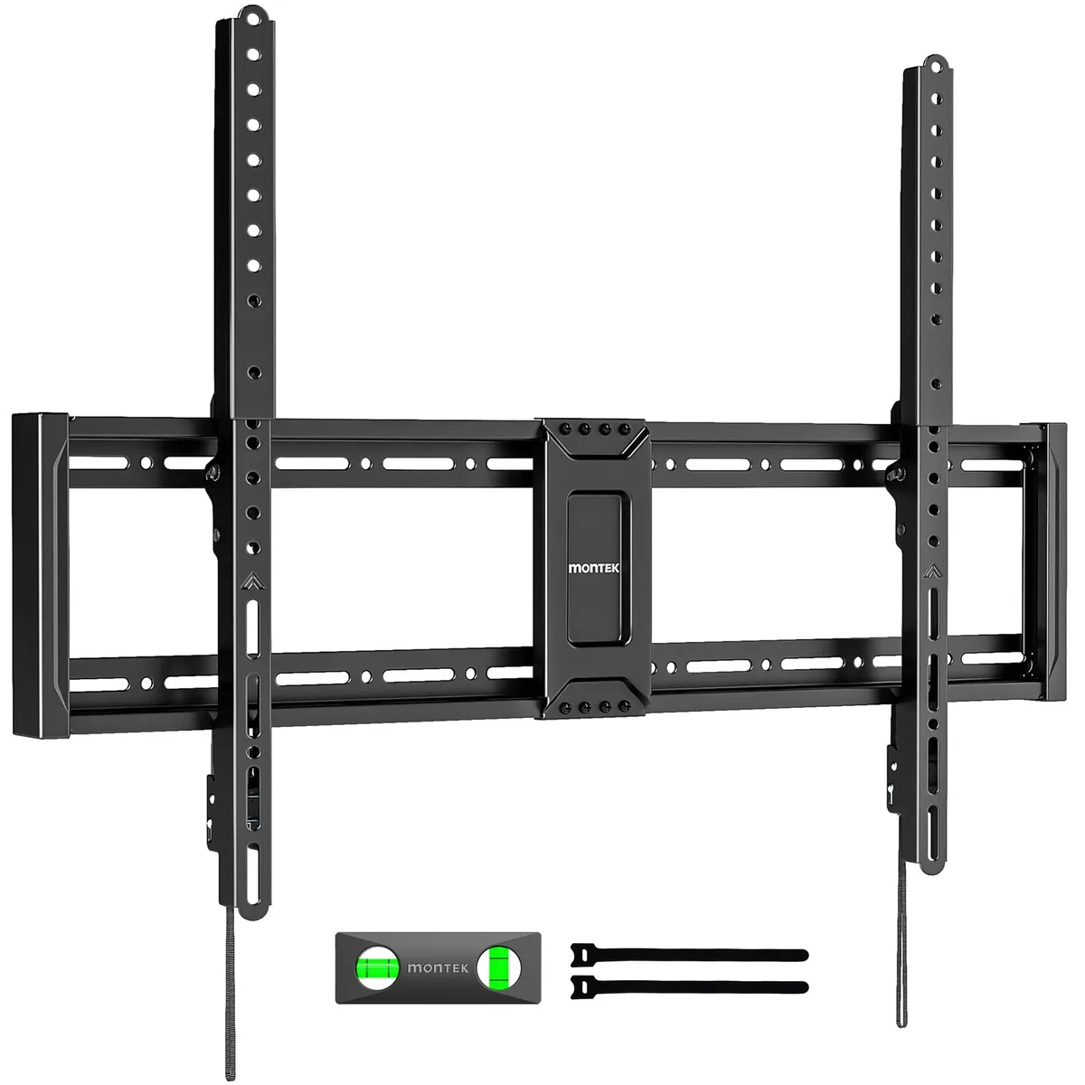 Black fixed TV wall mount, rectangular steel frame, 1.2 inch profile