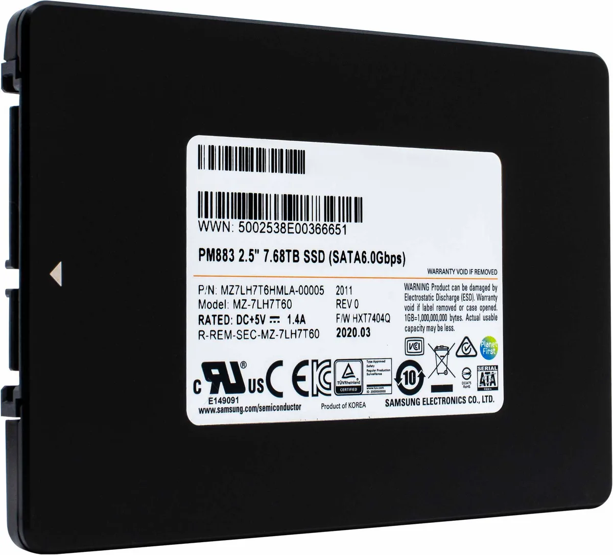 SAMSUNG SAMSUNG PM883 7.68TB SATA 2.5" internal SSD — product photo
