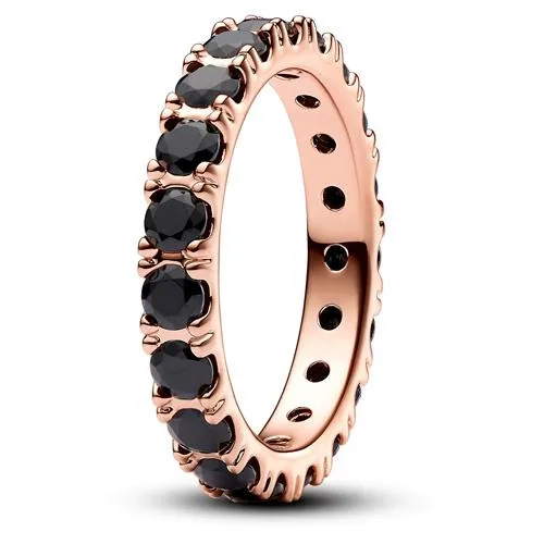 PANDORA PANDORA Black Sparkling Row Eternity Ring 14k Rose Gold 19 Crystals — product photo