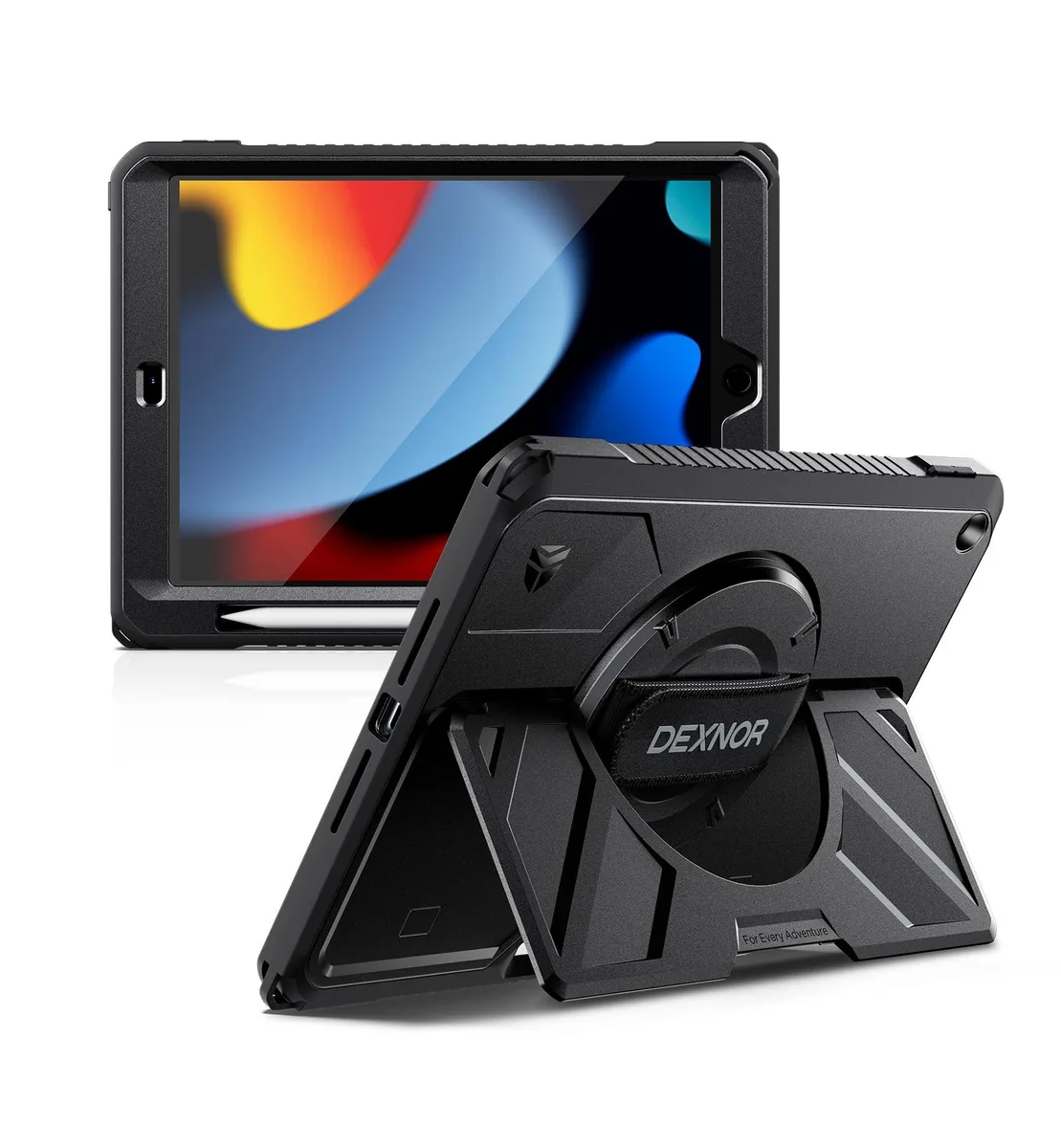  Speck Rugged Case iPad 10.2" 9th/8th/7th Gen 360° Strap Stand Pencil Holder Black — product photo