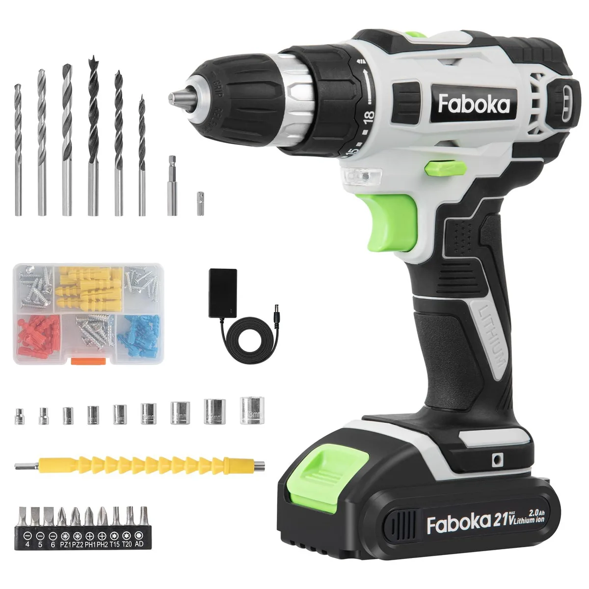 Black & Decker 21V 2.0Ah lithium-ion battery, silver plastic finish