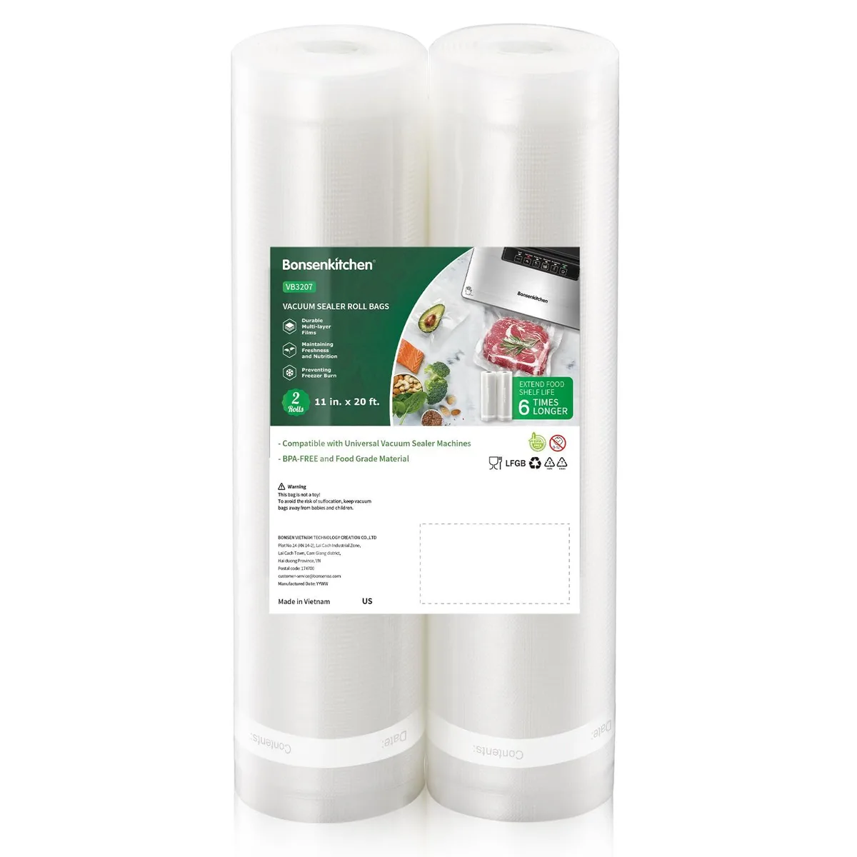  FoodSaver Vacuum Sealer Rolls Bags 11 in x 20 ft 2 Pack — product photo