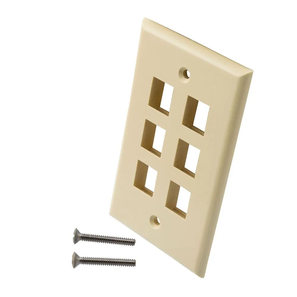 NavePoint NavePoint 6-Port Keystone Wall Plate Ivory ABS 10-Pack — product photo
