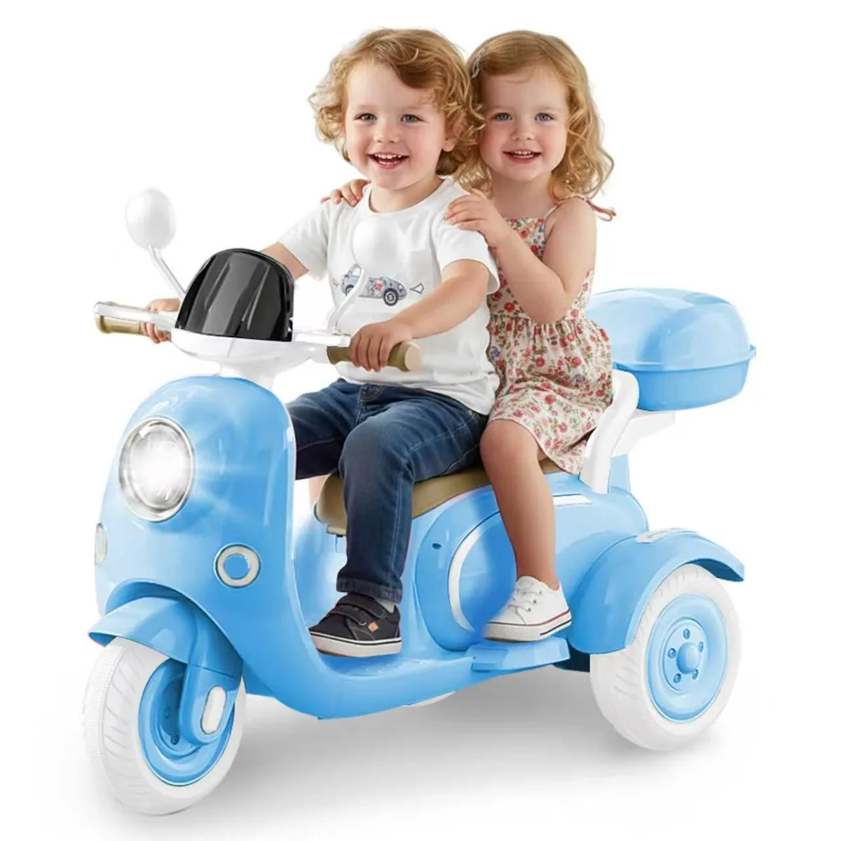 TCARAIWEN TCARAIWEN 12V Kids Ride On Motorcycle Girl Moped Electric Bluetooth LED Blue — product photo