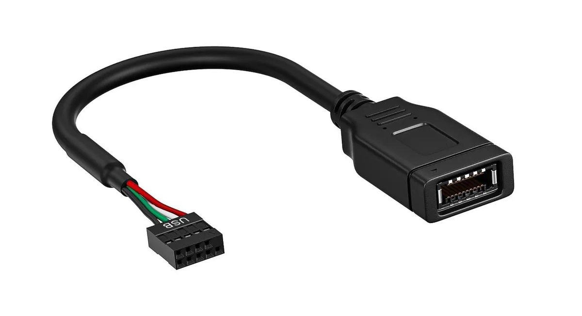 Black 17cm cable with USB 2.0 9pin header to Type-C connector