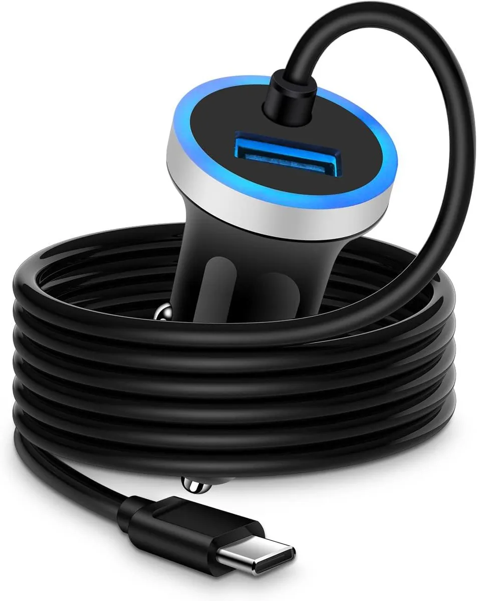 Hamzan Hamzan Car Charger USB-C 3.4A 3ft Cord + USB-A Port — product photo