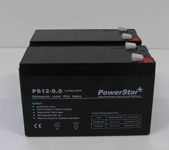 Sealed black rectangular battery block with two terminals on top