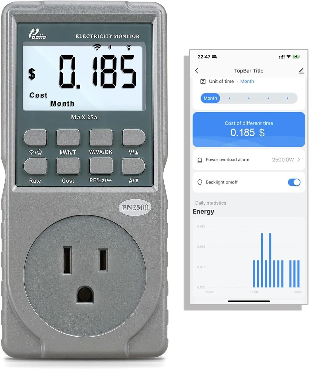 WUQ WUQ PN2500 Professional NEMA 5-15 Wi-Fi Wireless Level 1 EV Charger Pass-Through Power Usage Monitor — product photo