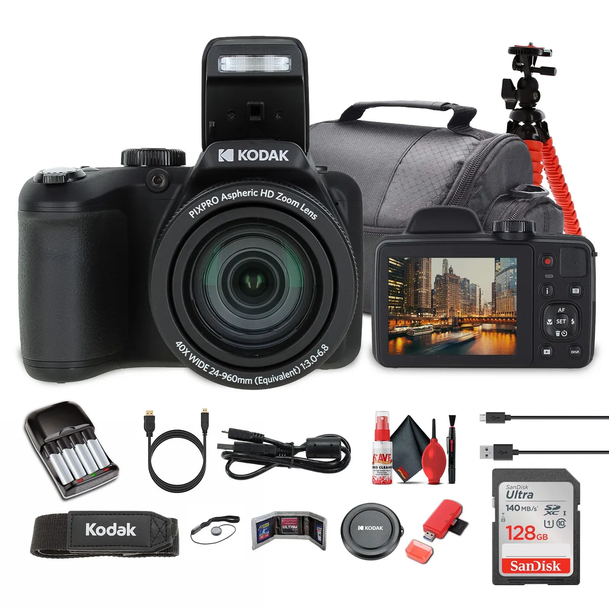 Kodak Kodak Pixpro AZ405 40x Zoom 20MP Bundle with 128GB Card — product photo