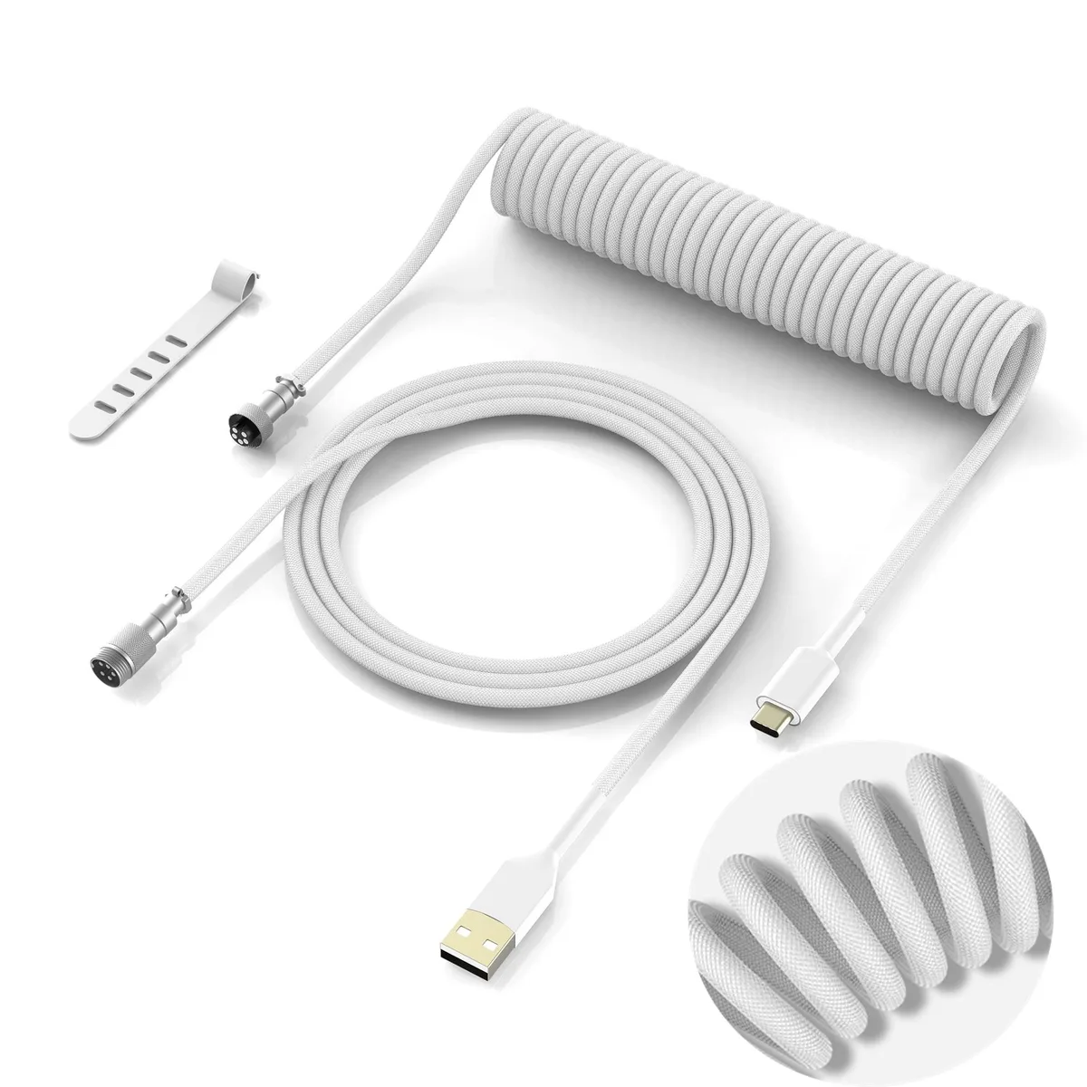 Womier Womier Coiled Keyboard Cable White 160cm 62in 5.9in — product photo