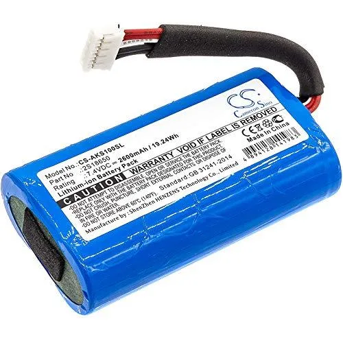 Rectangular lithium-ion battery pack with wire connector, grey plastic casing, 66 by 36 by 20 millimetres