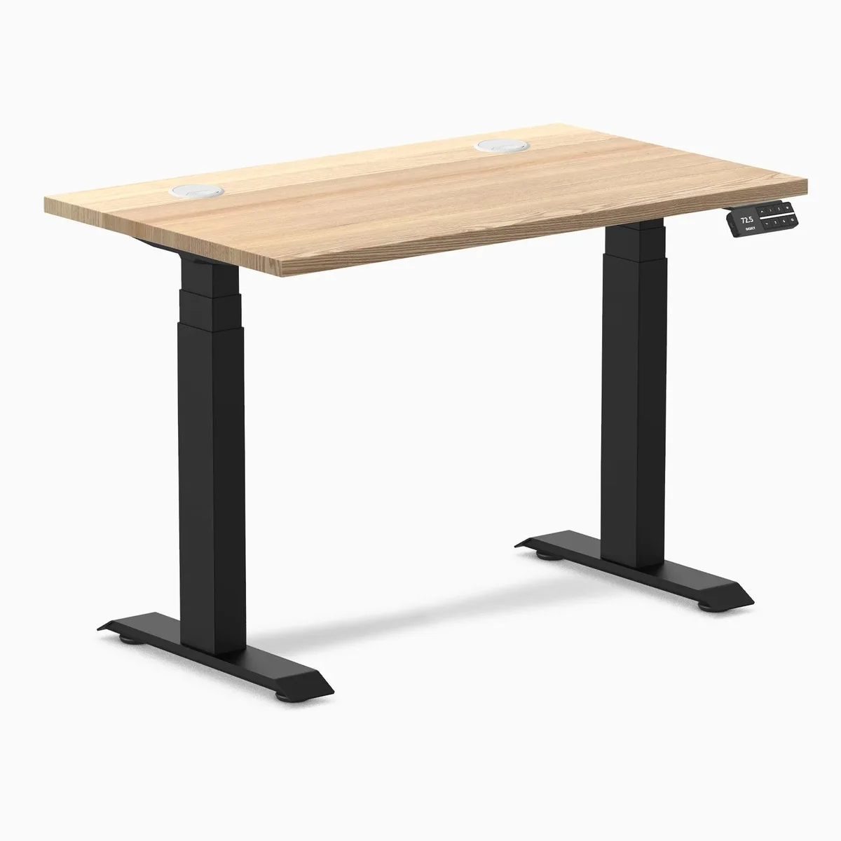 Desky Desky Dual Mini Hardwood Sit Stand Desk White Ash 32 x 20 in Matte Black — product photo