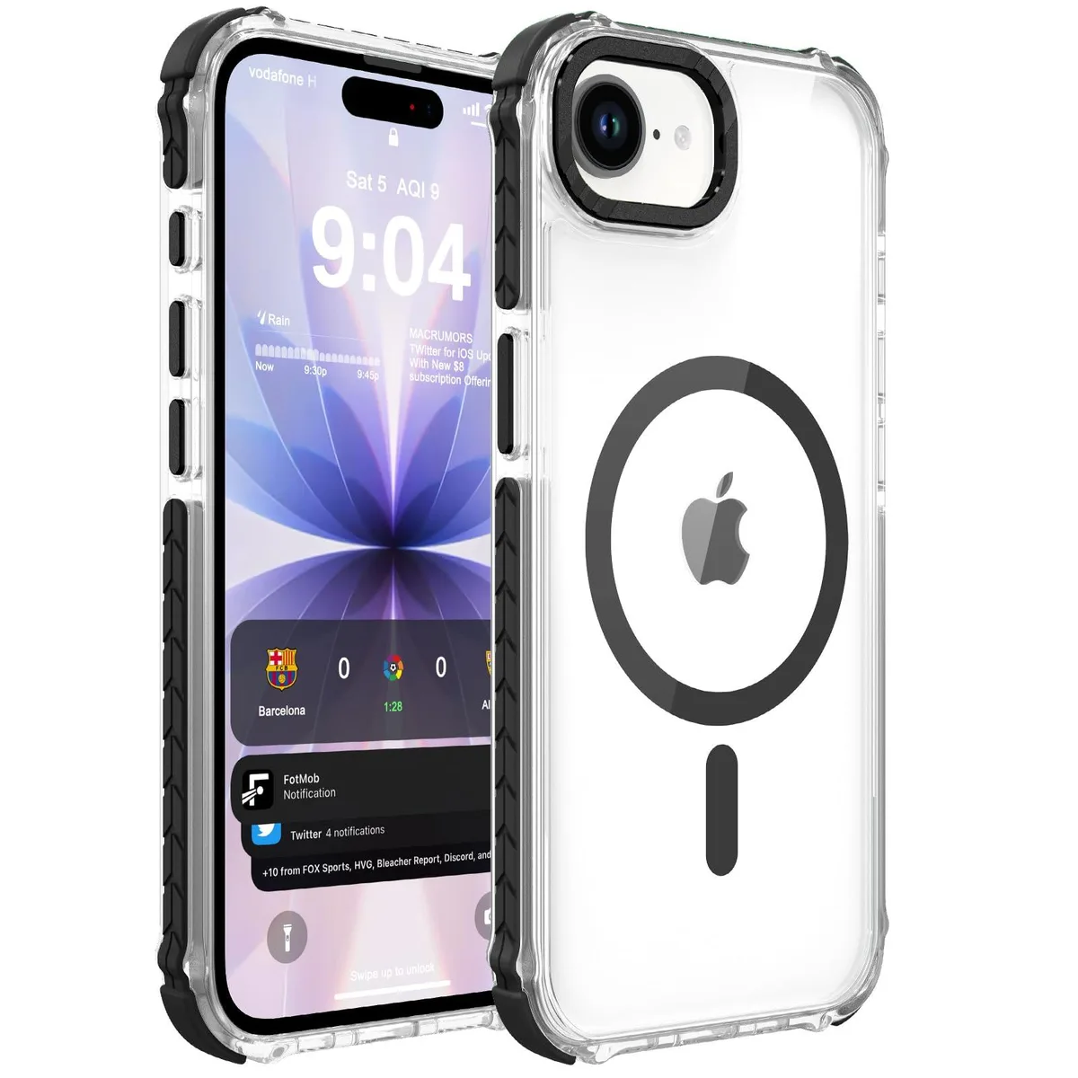  Strong Magnetic Case for iPhone 16e/17e 6.1-Inch Transparent Black cell phones - unlocked — product photo