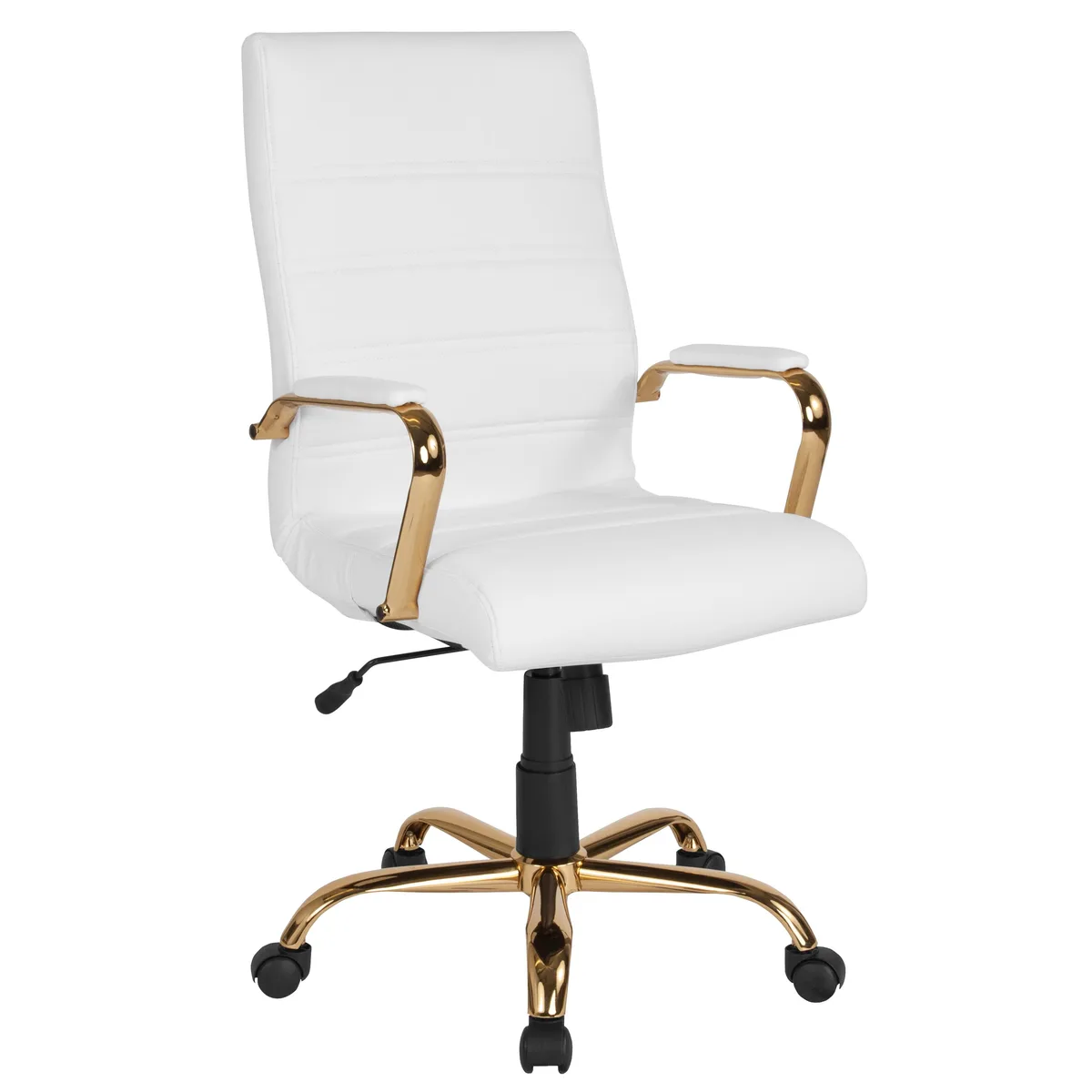 Flash Furniture Flash Furniture High Back White LeatherSoft Gold Frame Office Chair — product photo