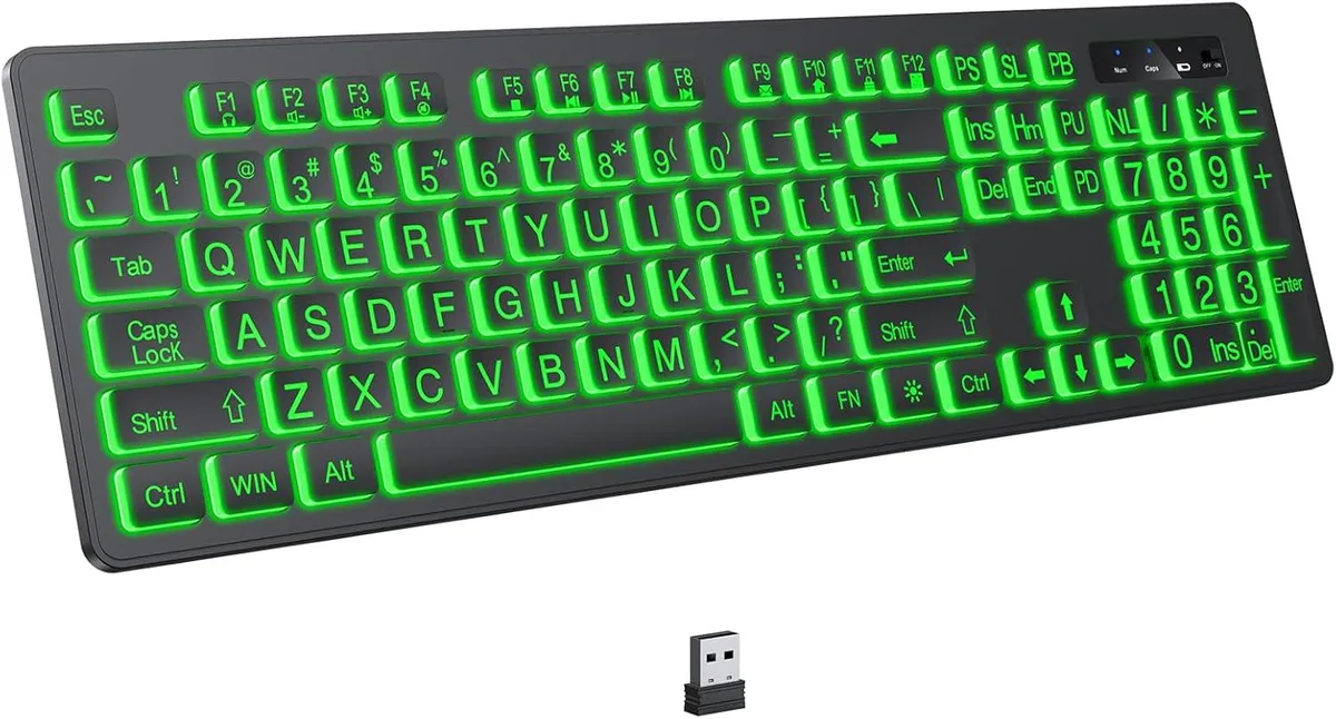 TUKO TUKO Large Print 2.4G Wireless Backlit Keyboard — product photo