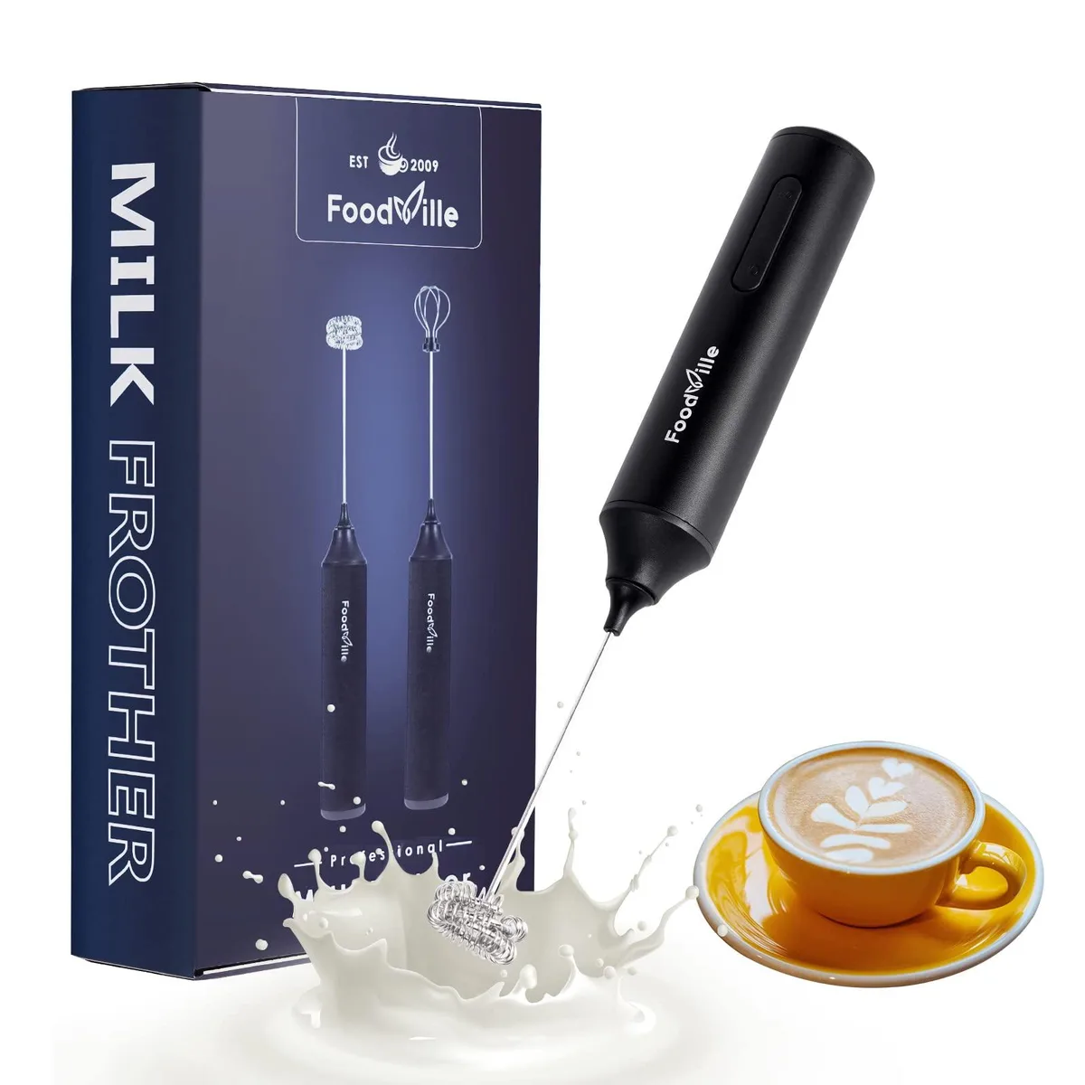 Brentwood FoodVille MF05 Rechargeable Milk Frother USB-C 2 Speed Black — product photo