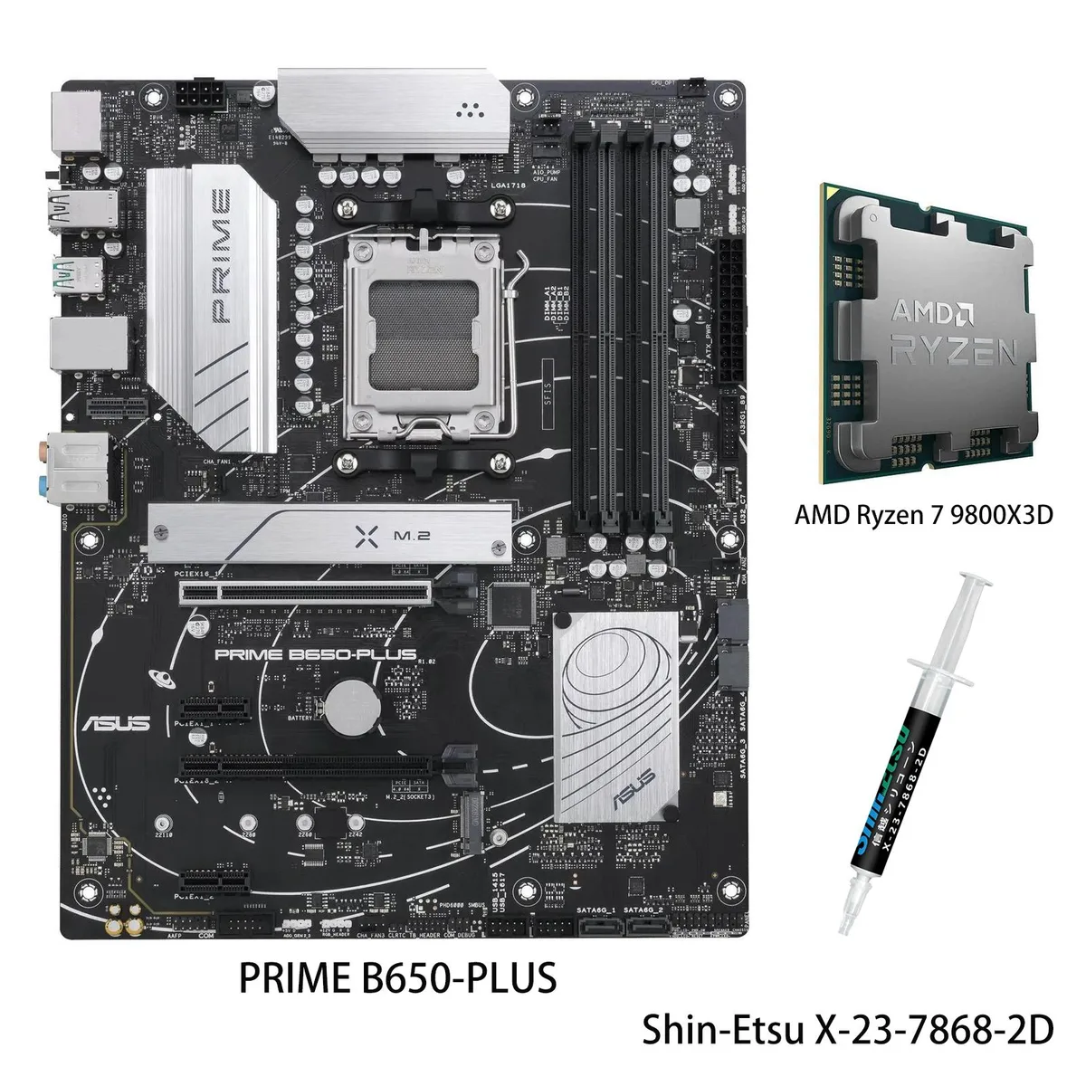 ASUS ASUS Prime B650-PLUS + Ryzen 7 9800X3D AMD motherboard CPU combo — product photo