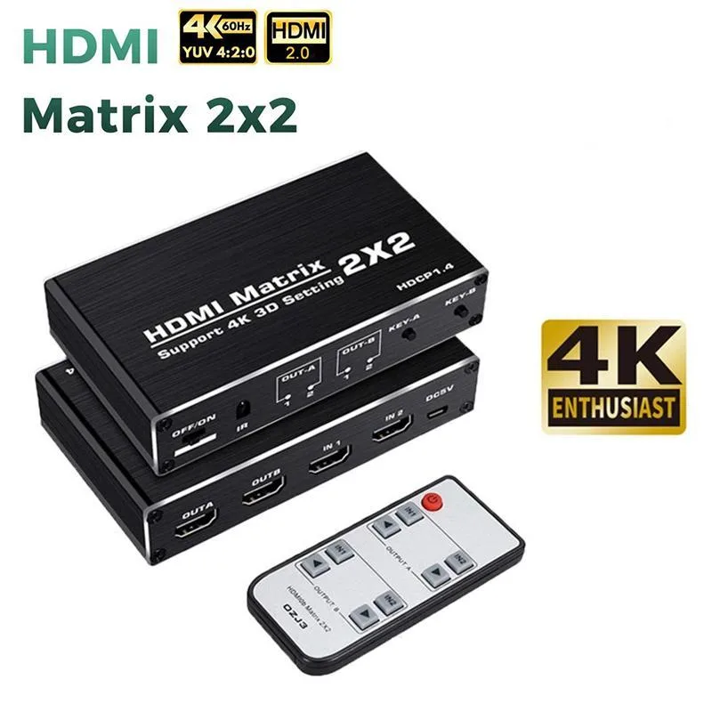 WRIARICH WRIARICH OZJ3 2x2 HDMI Matrix Switch 4K@60Hz IR Remote — product photo