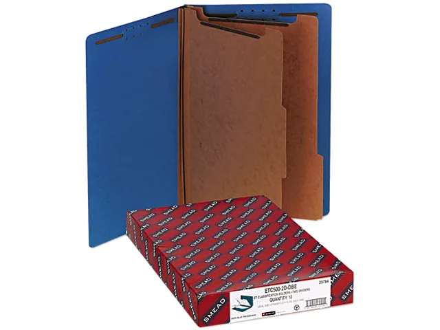 Smead Smead 29784 Legal Pressboard Classification Folders, Six-Section, Dark Blue, 10/Box — product photo