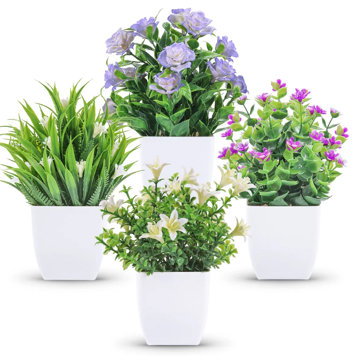  Der Rose Artificial Eucalyptus Floral Arrangement 4 Pack White 12.2x14.5x33.4cm — product photo