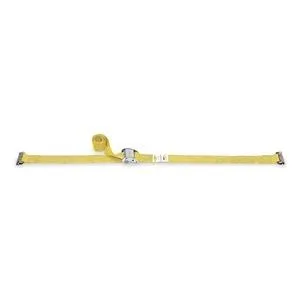 Blue polyester cam buckle tie-down strap with steel E-track end, 20ft length, 2in wide