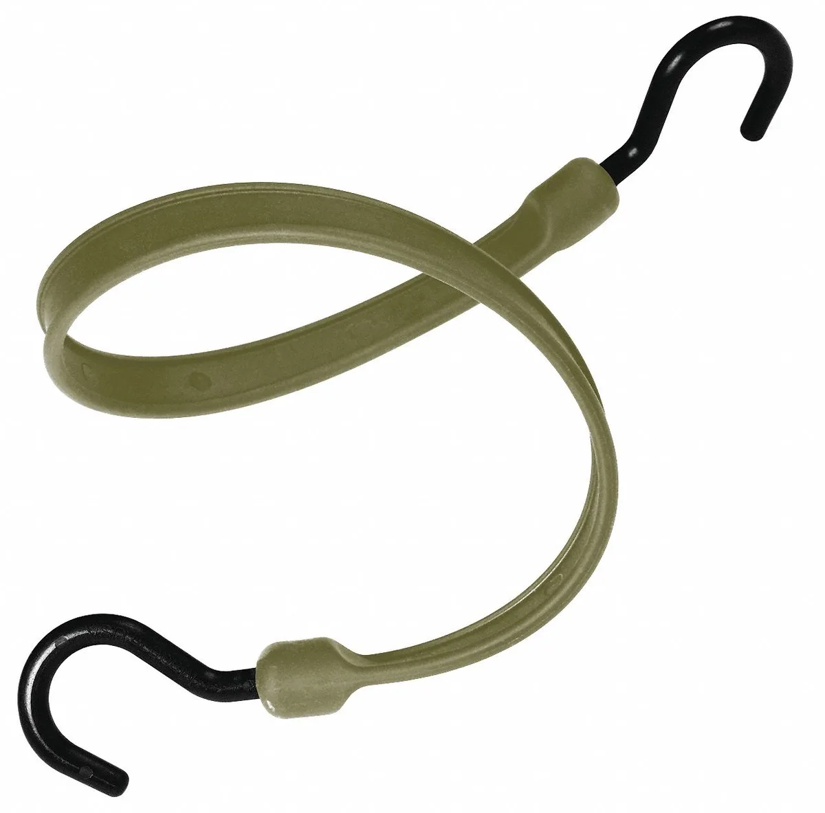 Military green polyurethane bungee strap 24 in with J-hooks
