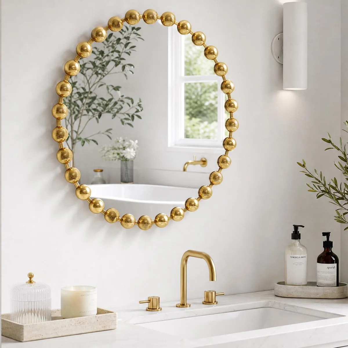 Madison Park Marlowe 27 inch Round Bath Mirror MPS95F-0034 — product photo