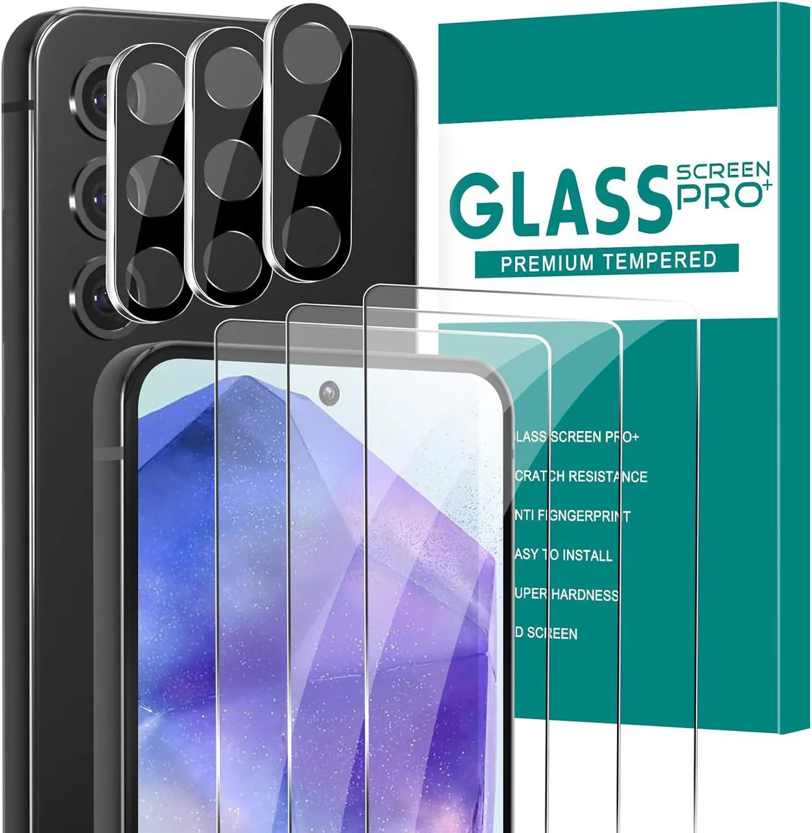 BONAEVER BONAEVER 3+3 Pack Screen Protector for Samsung Galaxy A55 6.6 inch 2024 — product photo