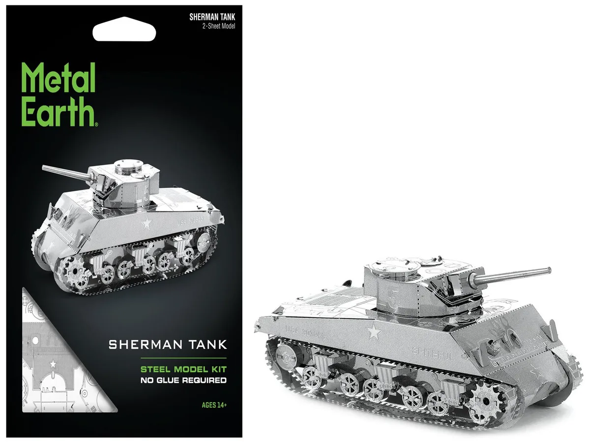 Metal Earth Metal Earth American Sherman Tank Moderate Difficulty Steel Model Kit hobby collectible — product photo