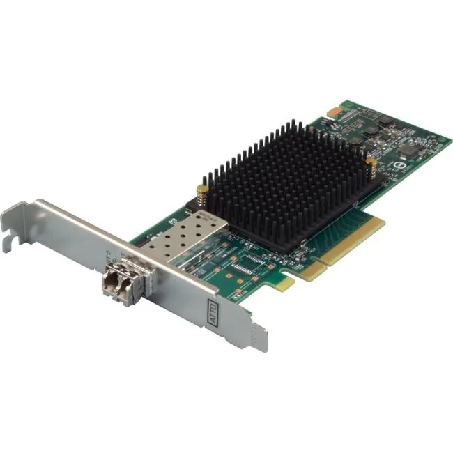 Single-channel 16Gb Fibre Channel HBA, PCIe 3.0 x8 card, green PCB with silver bracket
