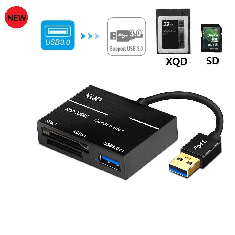 ESTONE ESTONE 3-in-1 USB 3.0 XQD SD Card Reader Black — product photo