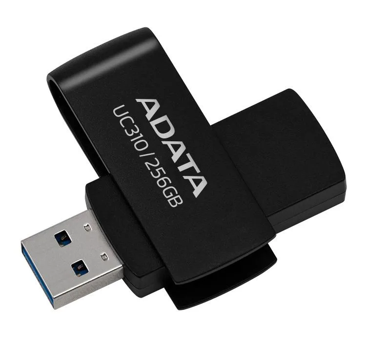 ADATA ADATA UC310 256GB USB 3.2 Flash Drive Black Capless Swivel — product photo
