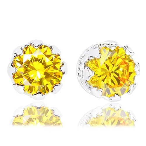 ORROUS &amp; CO ORROUS &amp; CO 18k Gold Plated Cubic Zirconia Crown Solitaire Stud Earrings 3.50 carats — product photo