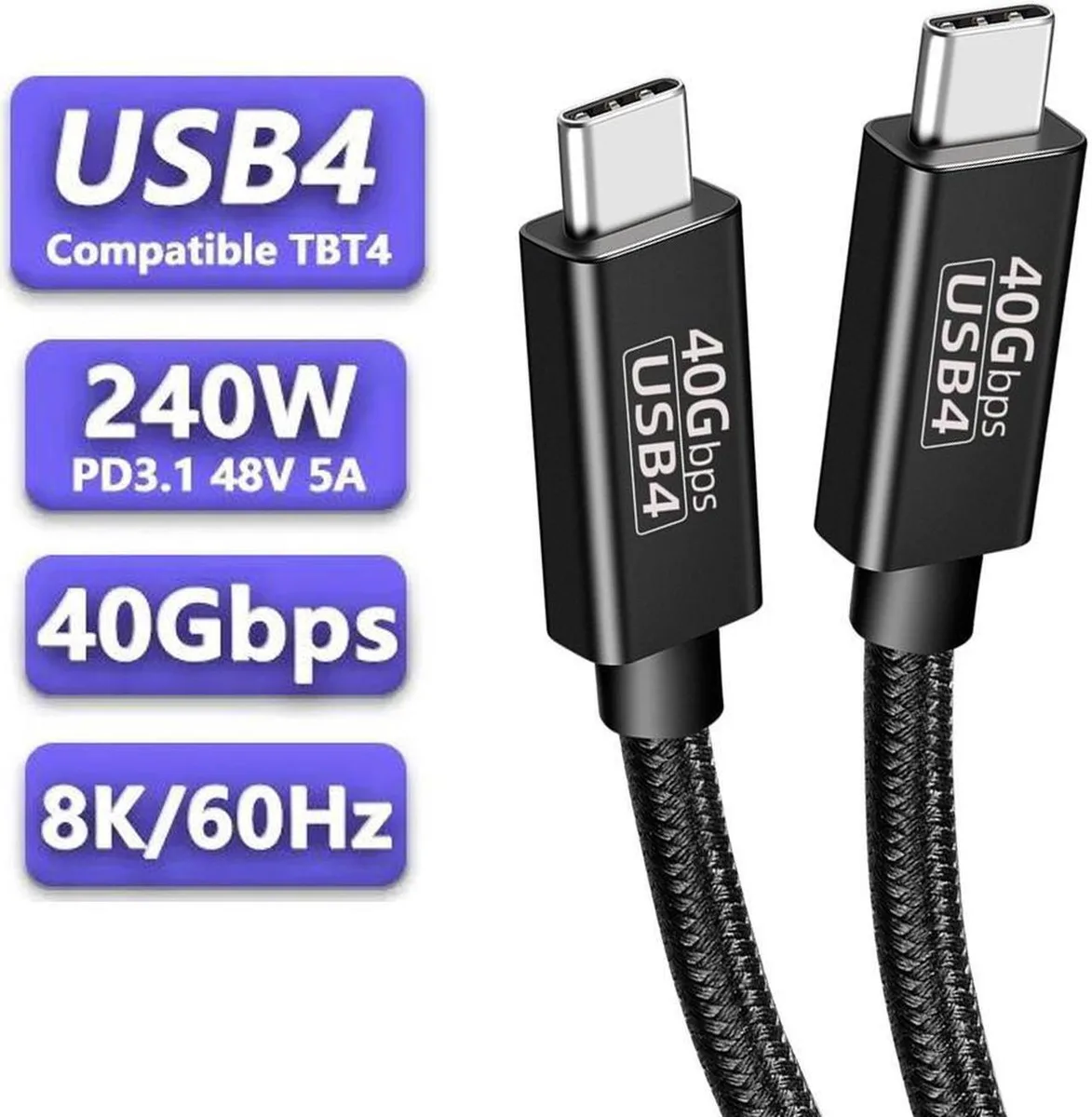 SMUGDESK SMUGDESK USB4 Cable 1.5ft 40Gbps 240W 8K — product photo