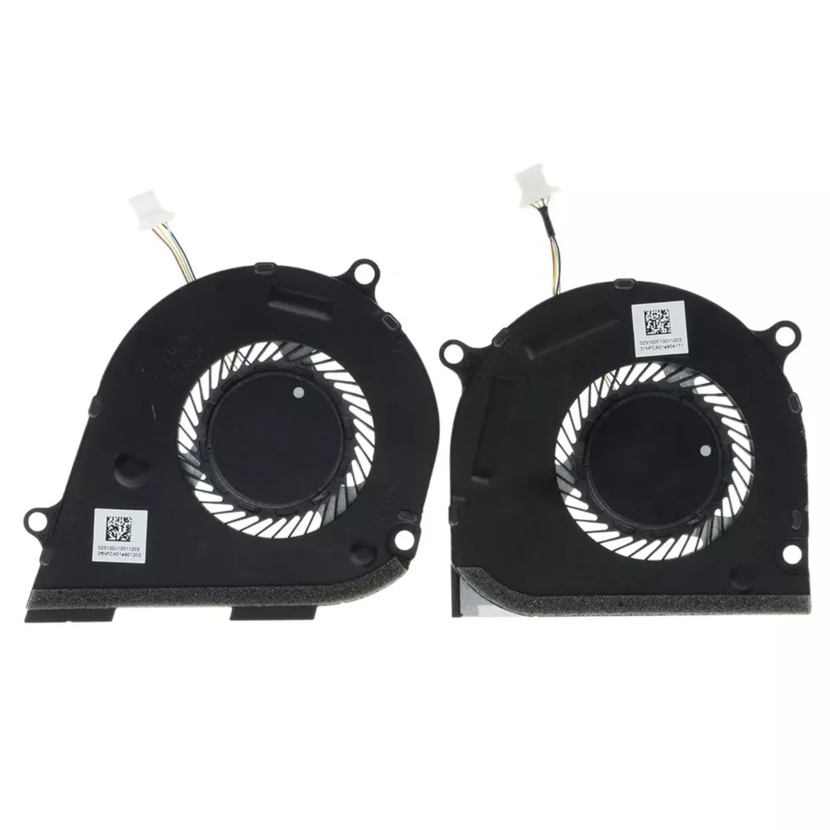 Small black laptop cooling fan with copper heatsink and wire connector