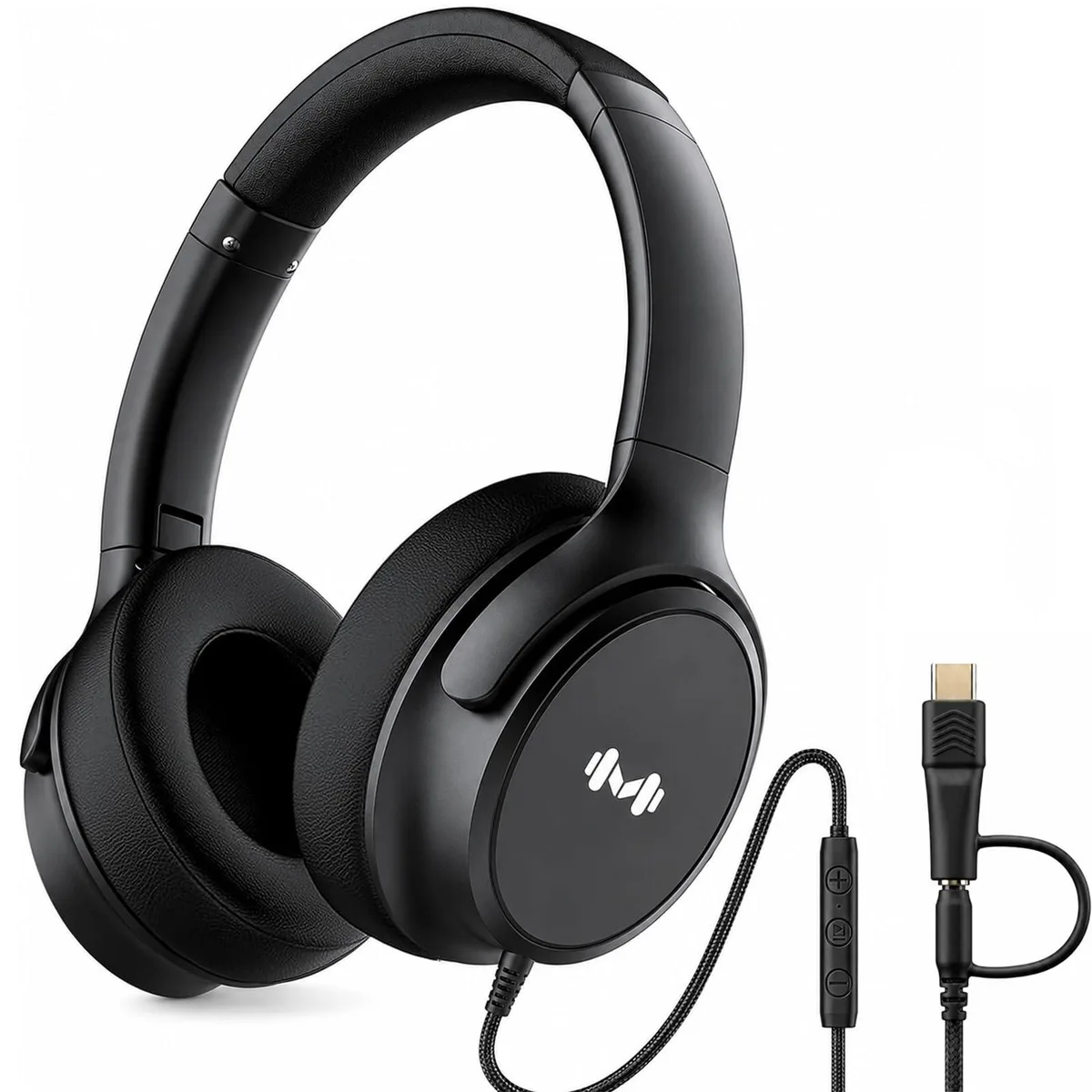  Zollexa MA569 Wired Over-Ear Headphones, 3.5mm &amp; USB-C, Black — product photo