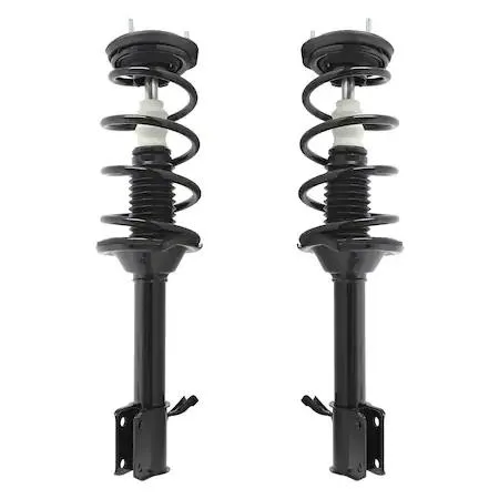 Two silver rear strut assemblies with coil springs