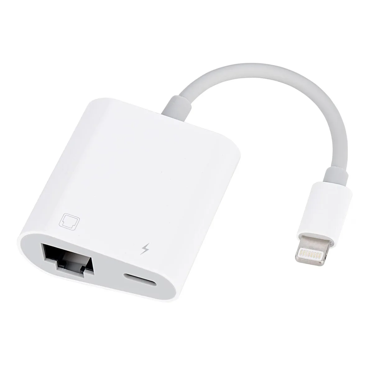  Giochem DE-R08-GY Lightning to RJ45 Ethernet Adapter with Charge Port, White — product photo