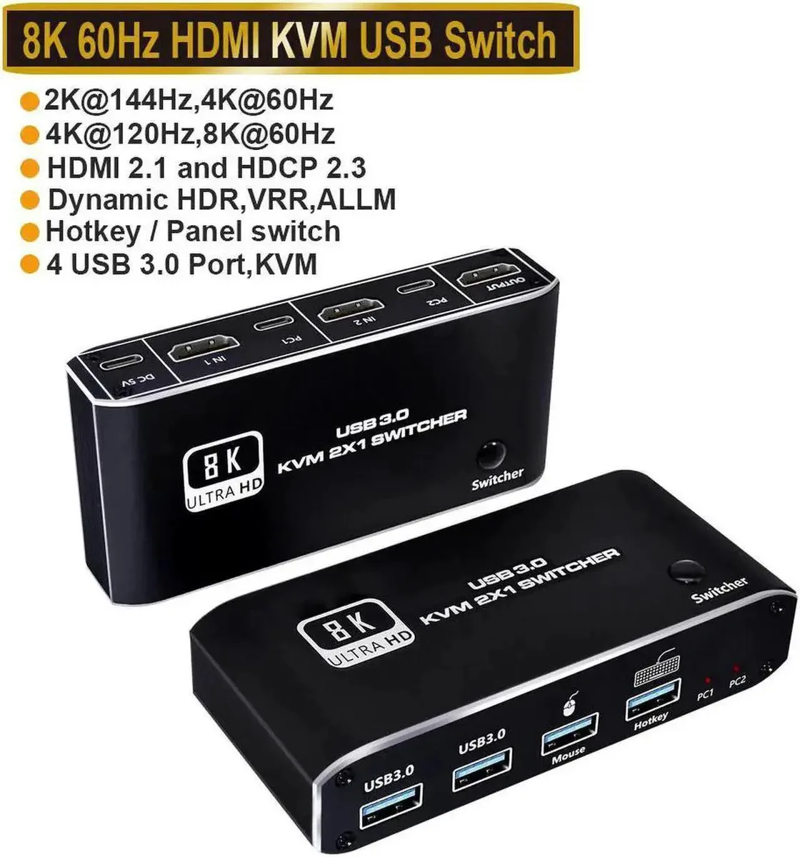 Vszerda Vszerda 2-Port HDMI 2.1 KVM Switch 8K 60Hz 4K 120Hz — product photo