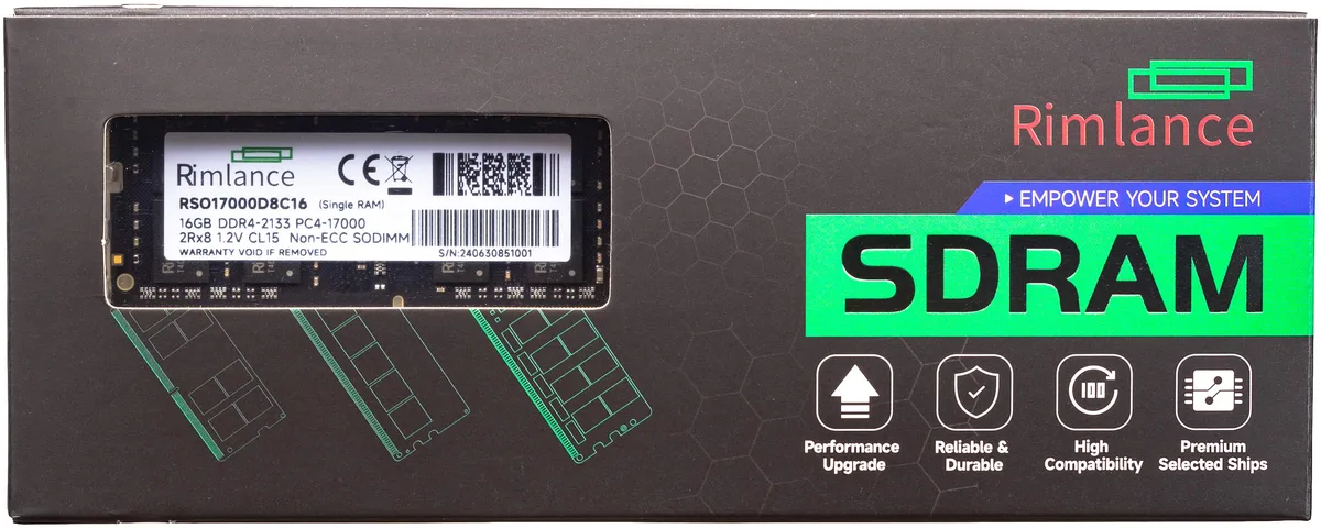 RIMLANCE RIMLANCE 16GB DDR4 2133MHz PC4-17000 260-Pin SODIMM 2RX8 1.2V — product photo
