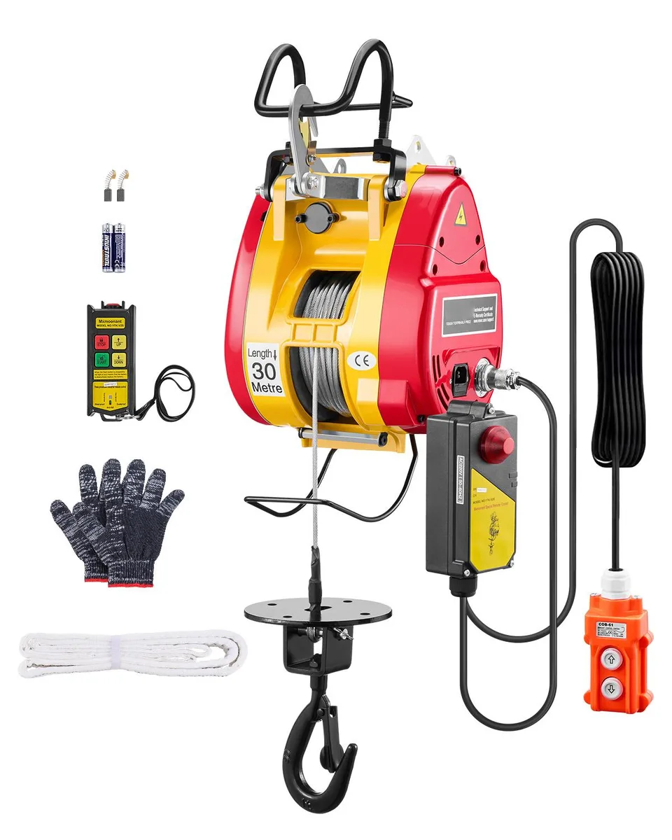 VEVOR VEVOR 2-in-1 Electric Hoist Winch 1100 lbs 1800W 98 ft 36 ft/min Wired Wireless Remote — product photo