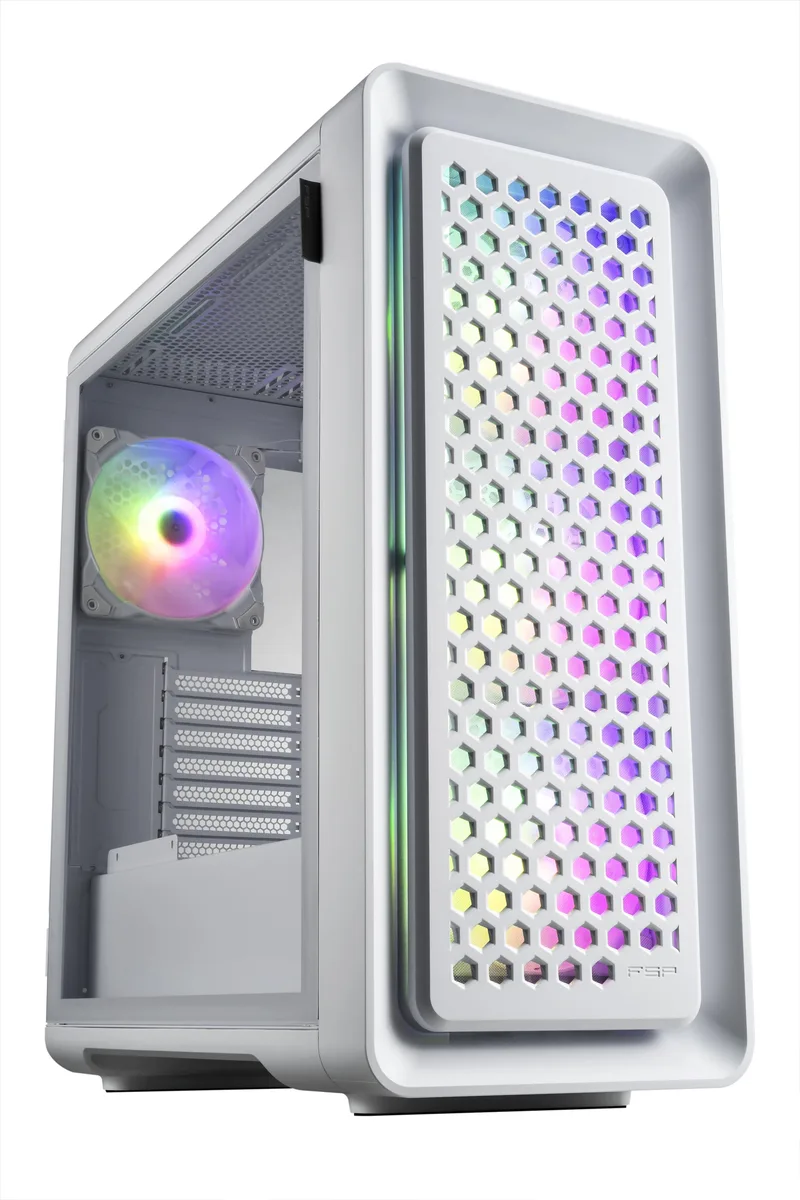 FSP FSP CUT593A Mid Tower PC Case, Black, 4 x 140mm ARGB Fans, 280/360mm AIO Support — product photo
