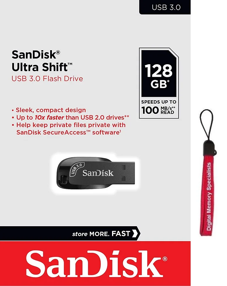 SanDisk SanDisk Ultra Shift USB 3.0 128GB SDCZ410-128G-G46 USB flash drive — product photo